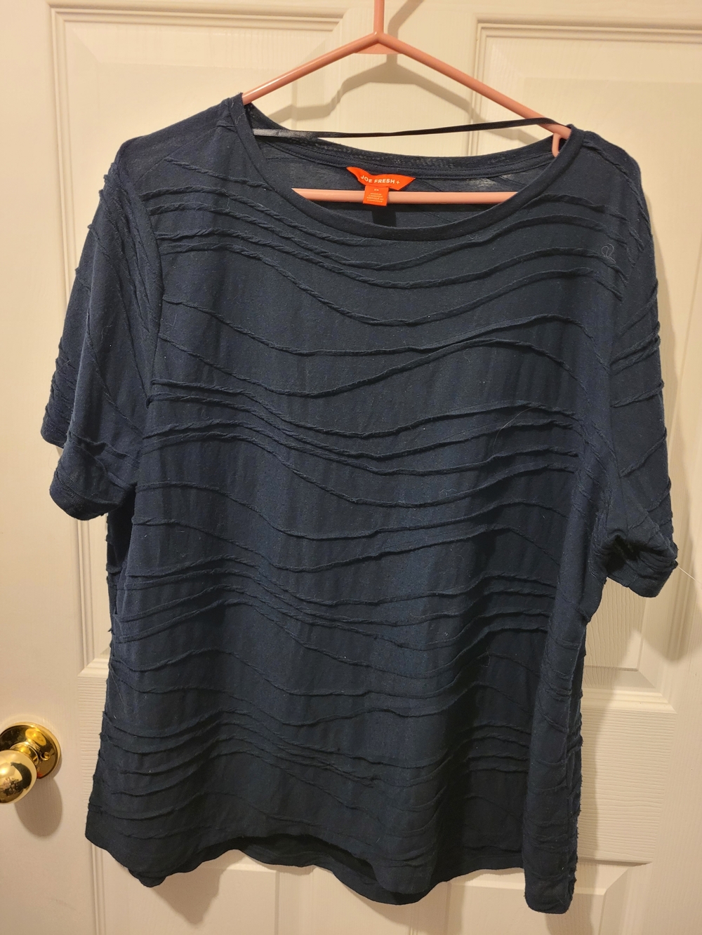 Joe Fresh Navy Short Sleeve Textured Wave Tee